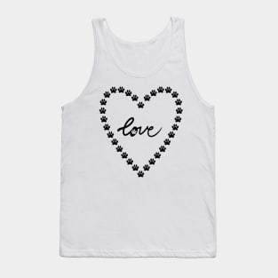 Dog Love Heart with cute paw puppy care, pet friendly print Tank Top